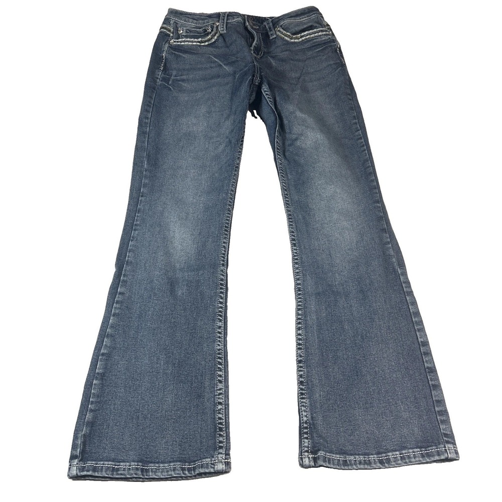 Shyanne Mid Rise Bootcut Embroidered Womens Jeans Size 31 Thick Stitching